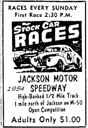 Jackson Motor Speedway - 1954 Ad From Jerry